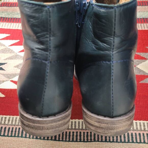 MIZ MOOZ Louise Ocean Blue Leather Ankle Booties Sz 8 Witchy Steampunk Pirate - Picture 6 of 9